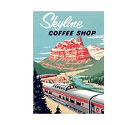Wee Blue Coo Travel Train Rail Mountain Coffee Canada Picture Wall Art Print