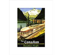 Wee Blue Coo TRAVEL TRAIN RAIL SCENIC ROUTE MOUNTAIN LAKE CANADA FRAMED PRINT B12X10354