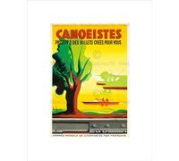 Wee Blue Coo Travel Train Rail Ticket Canoe Sport River France Wall Art Print
