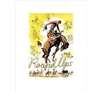 Wee Blue Coo Travel Train Railad Rodeo Bronco Cowboy Native American Art Wall Art Print