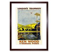 Wee Blue Coo Travel Tram London Highgate Ponds Hampstead Heath Picture Framed Wall Art Print