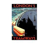 Wee Blue Coo Travel Tram Thames London Boudicca Statue City Street UK Wall Art Print