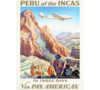 Wee Blue Coo Travel Tranport Airline Tourism Peru Inca Llama Machu Picchu Canvas Print