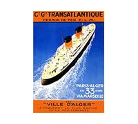 Wee Blue Coo Travel Transatlantic Packet Ship Paris Marseille France Wall Art Print