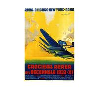 Wee Blue Coo Travel Transport Air Flight New York Rome Italy Vintage Wall Art Print