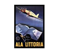 Wee Blue Coo Travel Transport Airline Aeroplane Map Atlas Italy Wall Art Print