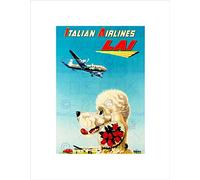 Wee Blue Coo TRAVEL TRANSPORT AIRLINE POODLE PLANE DOG FLOWERS ITALY FRAMED PRINT B12X3377