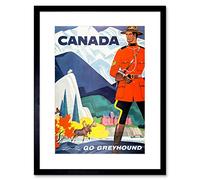 Wee Blue Coo Travel Transport Bus Coach Mountie Moose Goat Canada Framed Wall Art Print