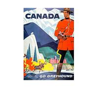 Wee Blue Coo Travel Transport Bus Coach Mountie Moose Goat Canada Wall Art Print