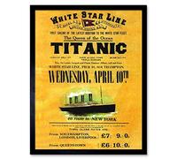 Wee Blue Coo Travel Transport Doomed Ocean Liner Titanic Queen White Star UK Art Print Framed Poster Wall Decor 12X16 Inch