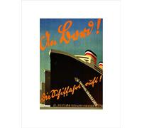 Wee Blue Coo TRAVEL TRANSPORT HAMBURG AMERICA SHIP BOAT GERMANY FRAMED ART PRINT B12X10609