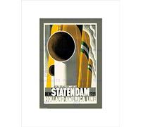 Wee Blue Coo TRAVEL TRANSPORT HOLLAND AMERICA LINE SHIP LINER FUNNEL FRAMED PRINT B12X7366
