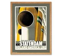 Wee Blue Coo Travel Transport Holland America Line Ship Liner Funnel USA Art Print Framed Poster Wall Decor 12X16 Inch