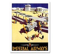 Wee Blue Coo Travel Transport Imperial Airways Retro Aeroplane Propeller UK Art Print Framed Poster Wall Decor 12X16 Inch