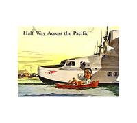 Wee Blue Coo Travel Transport Plane Clipper Boat Pacific China Ocean Wall Art Print