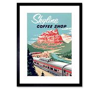 Wee Blue Coo Travel Transport Train Rail Mountain Coffee Canada Framed Art Print B12X3405