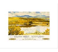 Wee Blue Coo Travel Transport Train South West Scotland Scenic River Wall Art Print