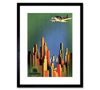 Wee Blue Coo TRAVEL TWA AIR FLIGHT PLANE CITY SKYSCRAPER VINTAGE ADVERT ART PRINT B12X1740