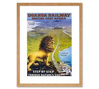 Wee Blue Coo Travel Uganda Rail Africa Lion Train Kilimanjaro Vintage Framed Wall Art Print