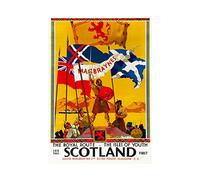 Wee Blue Coo Travel Vintage Ad Scotland Tourism Flags Wallace Wall Art Print