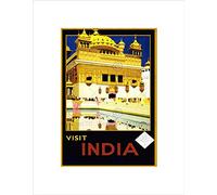 Wee Blue Coo TRAVEL VISIT INDIA AMRITSAR GOLDEN TEMPLE PUNJAB VINTAGE FRAMED PRINT B12X137