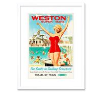 Wee Blue Coo Travel Weston Super Mare Somerset UK Pool Sun Swim Fun Train Art Framed Wall Art Print