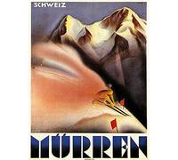 Wee Blue Coo Travel Winter Sport Murren Switzerland Alpine Resort Ski Snow Art Print Poster Wall Decor 12X16 Inch