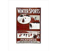 Wee Blue Coo TRAVEL WINTER SPORT SLED SKI SNOW SCANDINAVIA SWITZERLAND ART PRINT B12X6611