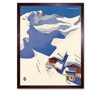 Wee Blue Coo Travel Winter Sport Snow Ski Chalet Alps Austria Art Print Framed Poster Wall Decor 12X16 Inch