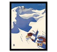 Wee Blue Coo Travel Winter Sport Snow Ski Chalet Alps Austria Art Print Framed Poster Wall Decor 12X16 Inch