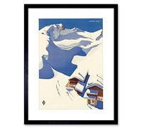 Wee Blue Coo Travel Winter Sport Snow Ski Chalet Alps Austria Picture Framed Wall Art Print