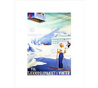 Wee Blue Coo Travel Winter Sports Czechoslovakia Snow Ski Dutch Wall Art Print