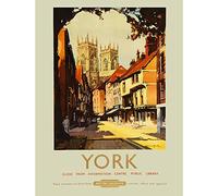 Wee Blue Coo Travel York England UK Cathedral Minster Shambles Rail Train Art Print Poster Wall Decor 12X16 Inch
