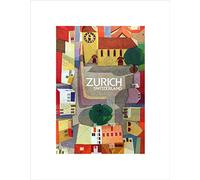 Wee Blue Coo TRAVEL ZURICH SWITZERLAND COLOURFUL FUNKY BLACK FRAMED ART PRINT B12X3416