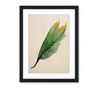 Wee Blue Coo Tropical Bird Of Paradise Leaf Botanical Illustration Artwork Framed Wall Art Print 18X24 Inch