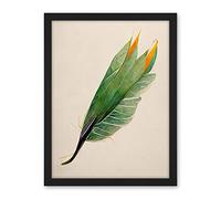 Wee Blue Coo Tropical Bird of Paradise Leaf Botanical Illustration Artwork Framed Wall Art Print 18X24 Inch