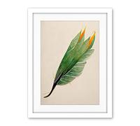 Wee Blue Coo Tropical Bird Of Paradise Leaf Botanical Illustration Artwork Framed Wall Art Print 18X24 Inch