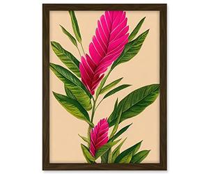 Wee Blue Coo Tropical Hawaiian Botanical Exotic Pink Floral illustration Artwork Framed A3 Wall Art Print