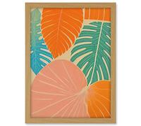 Wee Blue Coo Tropical Monstera Leaf Jungle Pastel Botanical Artwork Framed A3 Wall Art Print