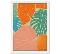 Wee Blue Coo Tropical Monstera Leaf Jungle Pastel Botanical Artwork Framed A3 Wall Art Print