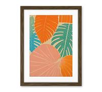 Wee Blue Coo Tropical Monstera Leaf Jungle Pastel Botanical Artwork Framed Wall Art Print 18X24 Inch
