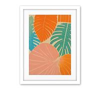 Wee Blue Coo Tropical Monstera Leaf Jungle Pastel Botanical Artwork Framed Wall Art Print 18X24 Inch