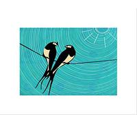 Wee Blue Coo Two Swallows Illustration Sun Art Picture Wall Art Print