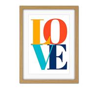 Wee Blue Coo Typography Love Letters Stylish Artwork Framed Wall Art Print 18X24 Inch