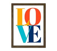 Wee Blue Coo Typography Love Letters Stylish Artwork Framed Wall Art Print 18X24 Inch