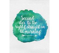 Wee Blue Coo Typography Peter Pan Star Morning Watercolour Inspiration Art Print Poster Wall Decor 12X16 Inch