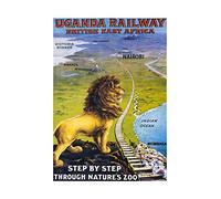 Wee Blue Coo Uganda Rail Africa Lion Train Kilimanjaro Picture Wall Art Print