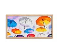 Wee Blue Coo Umbrellas Brolly Floating Graphic Long Panel Framed Wall Art Print
