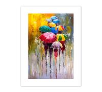 Wee Blue Coo Umbrellas In The Rain Painting Art Print Canvas Premium Wall Decor Poster