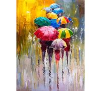 Wee Blue Coo Umbrellas In The Rain Painting Large Wall Art Print Canvas Premium Poster